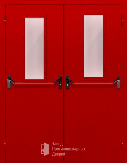 Фото двери «Двупольная с стеклом и антипаникой (красная)» в Краснознаменску