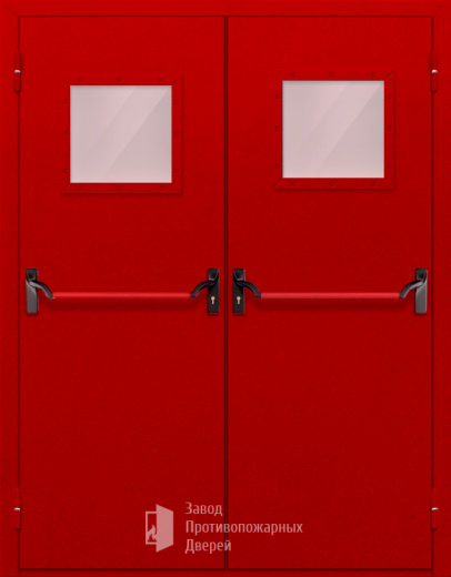 Фото двери «Двупольная со стеклопакетом и антипаникой (красная)» в Краснознаменску