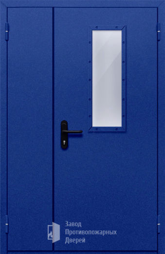 Фото двери «Полуторная со стеклом (синяя)» в Краснознаменску