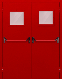 Фото двери «Двупольная со стеклопакетом и антипаникой (красная)» в Краснознаменску