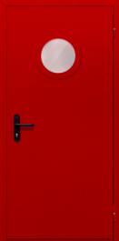 Фото двери «Однопольная с круглым стеклом (красная)» в Краснознаменску