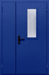 Фото двери «Полуторная со стеклом (синяя)» в Краснознаменску
