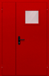 Фото двери «Полуторная со стеклопакетом (красная)» в Краснознаменску