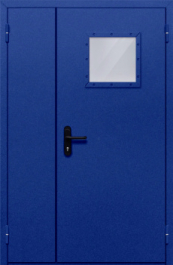 Фото двери «Полуторная со стеклопакетом (синяя)» в Краснознаменску